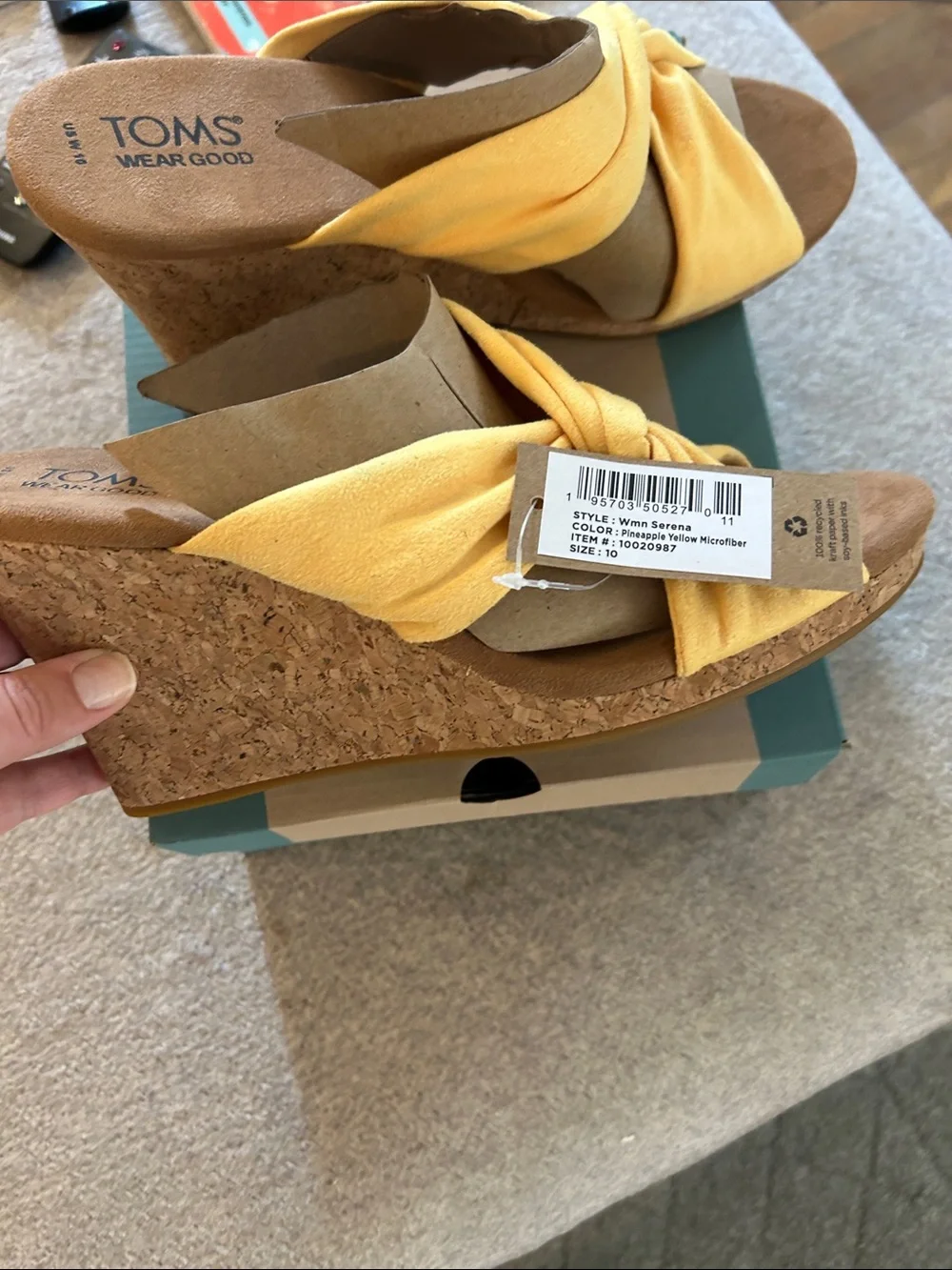 Toms Yellow Twist-Knot Slide Sandals